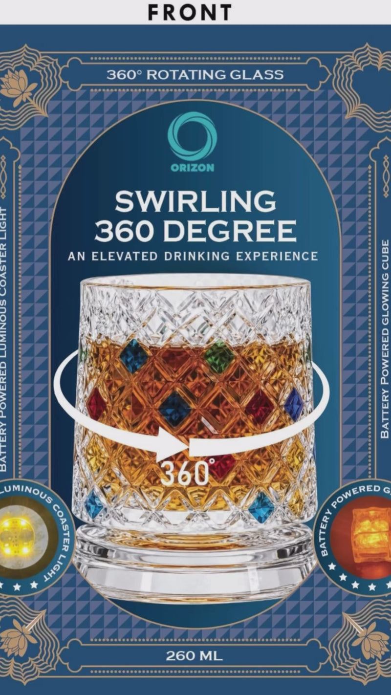 Swriling 360 Degree Glass - Bubble + 1 Coaster + 1 Gliwing Cube-2