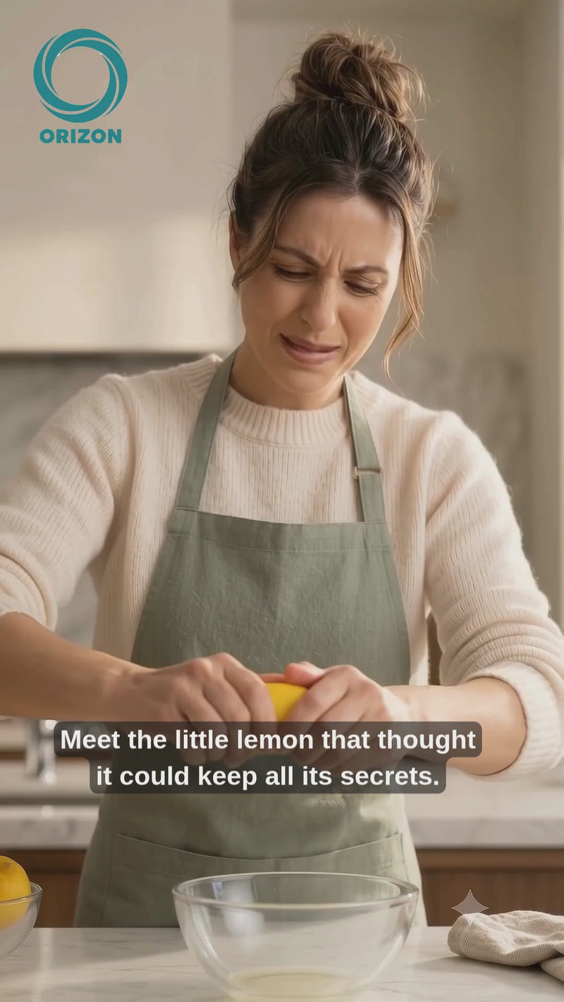 Lemon Squeezer - Orange Manual Citrus & Lime Juicer with Built-In Strainer, Easy Two-Hand Press, Space-Saving Flat Design, Handheld Kitchen Tool-2