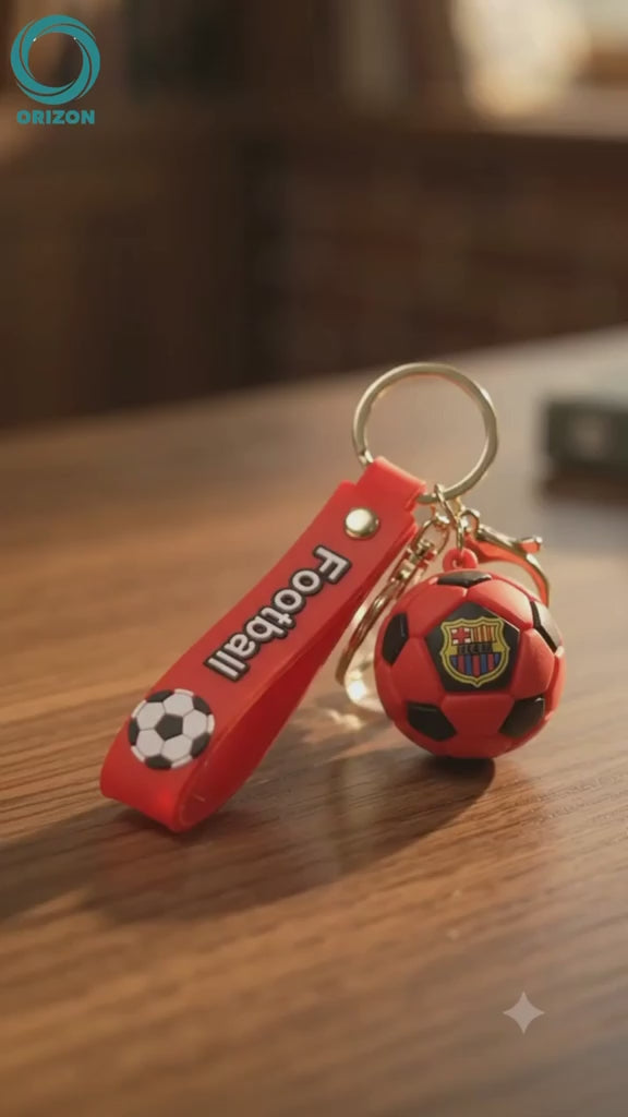 Premium Football Blue - Bag Charm with Wrist Strap Keychain-2