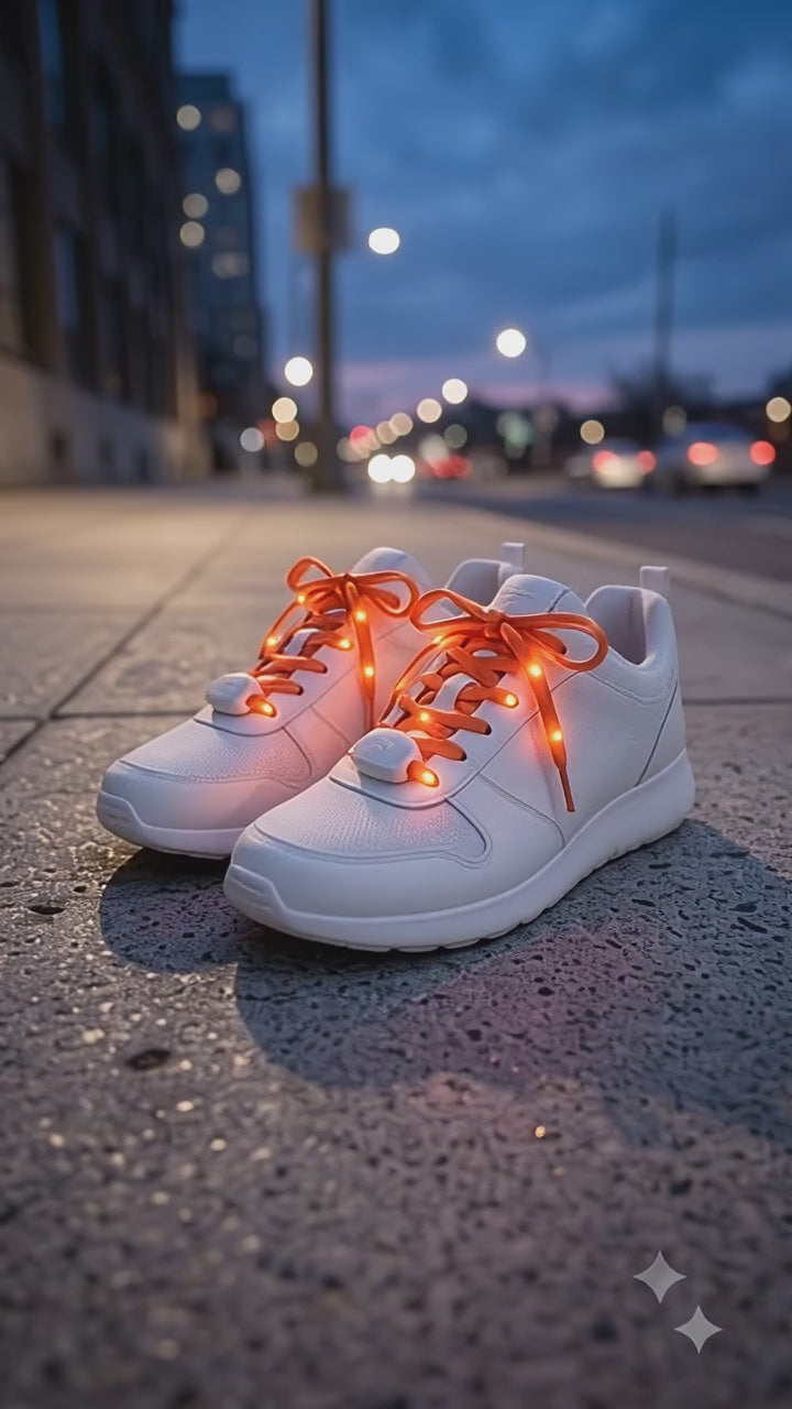 Glowing LED Shoe Lace Orange Colour - Flashing LED Shoelace with 3 Modes of Flasing Light for all.-2