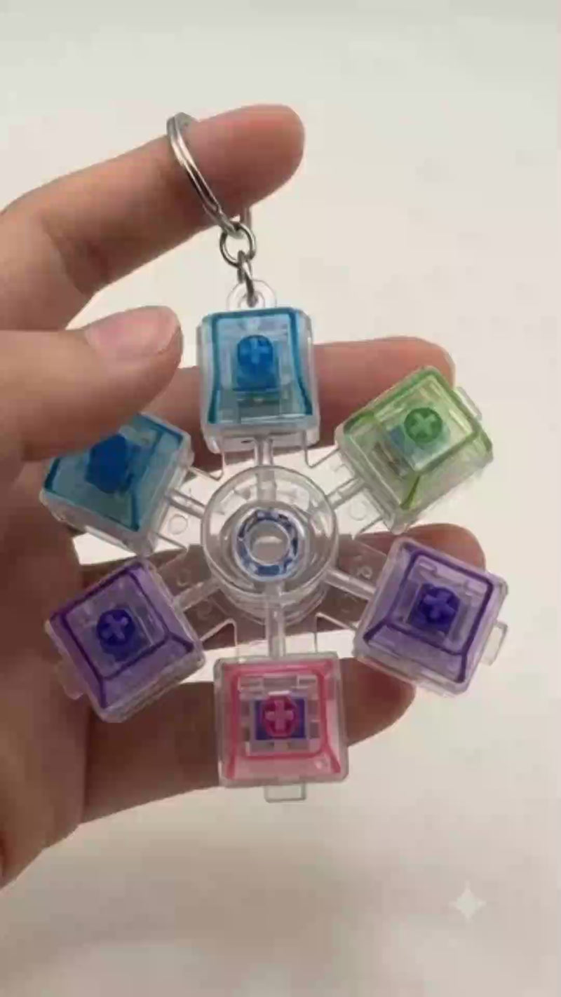 6 Key Light Up Spinning Top Keychain-7