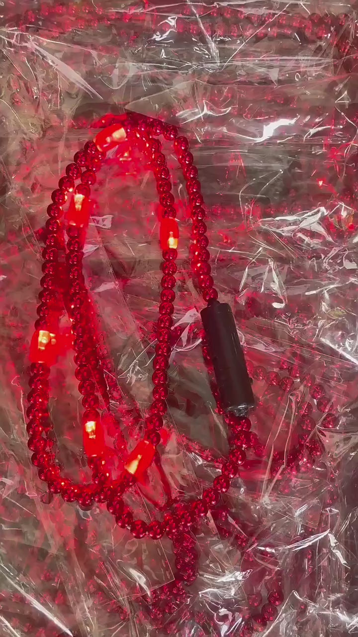 Glowing LED Bead Necklace with 3 Modes of Flasing Light - Red Colour-4