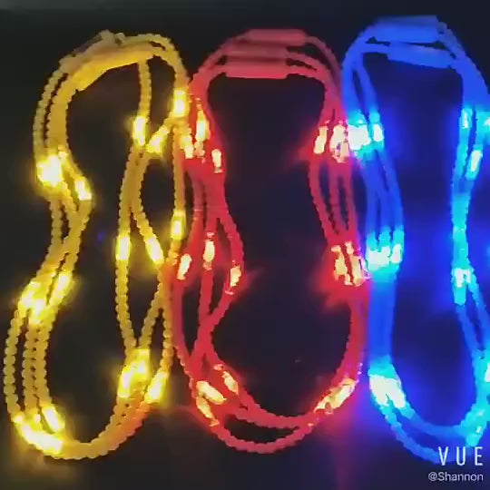 Glowing LED Bead Necklace with 3 Modes of Flasing Light - Blue Colour-7